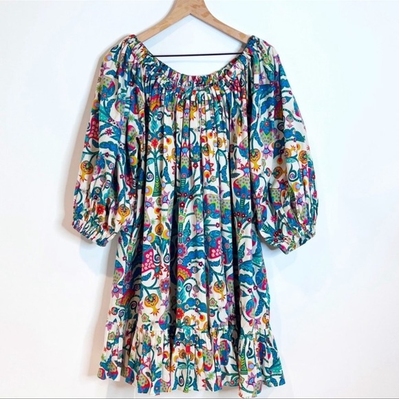 LA Double J Paloma Mini Dress in Tree of Life Bianco Print Size Medium - Picture 5 of 13